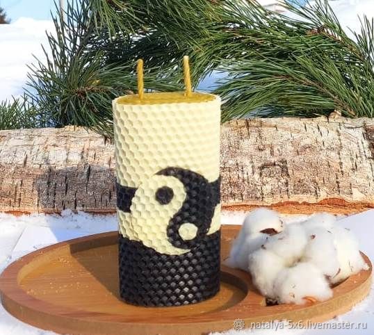 Свеча Инь Янь из вощины в интернет-магазине Ярмарка Мастеров по цене ...