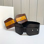 Аксессуары handmade. Livemaster - original item Wide genuine leather belt in black. Handmade.