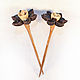 Set of hairpins 'Mystery of the night'. Hairpin. OakForest Wooden Jewelry. Online shopping on My Livemaster.  Фото №2