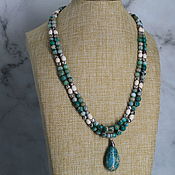 Украшения handmade. Livemaster - original item Necklace with a pendant made of variscite, agate, howlite stones. Handmade.