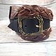 Women's Leather Braided Belt with Buckle Braiding, Straps, Ulyanovsk,  Фото №1