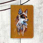 Сумки и аксессуары handmade. Livemaster - original item Passport cover made of leather with a Fox pattern
