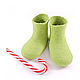 Green felted booties from Merino wool cm 1 pair of Caipirinha, Babys bootees, Moscow,  Фото №1