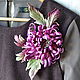 Brooch made of silk chrysanthemum 'Flirty'. Brooches. LIUDMILA SKRYDLOVA (flower glade). My Livemaster. Фото №6
