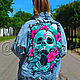 Джинсовая куртка с черепом skull Эксклюзив. Куртки. Ольга  (nigelolart). Ярмарка Мастеров.  Фото №6