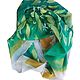 Handkerchief 'Green bouquet' silk 100%. Handmade. Wraps. RigaBatik (rigabatik). Online shopping on My Livemaster.  Фото №2