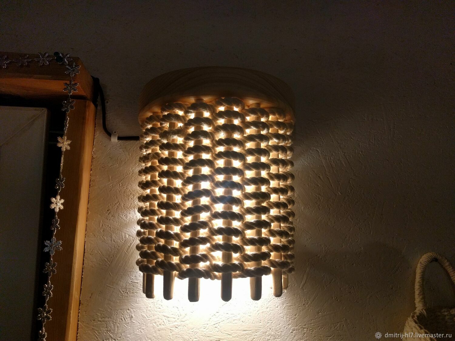 Настенный светильник из канатов и дерева в интернет-магазине на Ярмарке ...