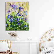 Картины и панно handmade. Livemaster - original item Painting with purple forget-me-nots. Landscape with blue forget-me-nots.. Handmade.