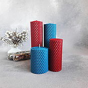 Сувениры и подарки handmade. Livemaster - original item Set of 4 candles made of colored wax, red and blue candles. Handmade.