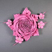 Украшения handmade. Livemaster - original item Dance of Roses Fuchsia Brooch - flower made of genuine leather.. Handmade.