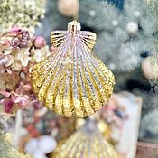 Сувениры и подарки handmade. Livemaster - original item Christmas decorations: Sea Golden Scallop. Handmade.