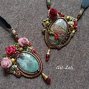 Украшения handmade. Livemaster - original item Jasper and Flowers pendants. Handmade.