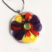 Украшения handmade. Livemaster - original item Pendant: fusing glass Flower. Handmade.