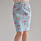 Order Skirt blue cotton roses. Skirt Priority (yubkizakaz). Livemaster. . Skirts Фото №3