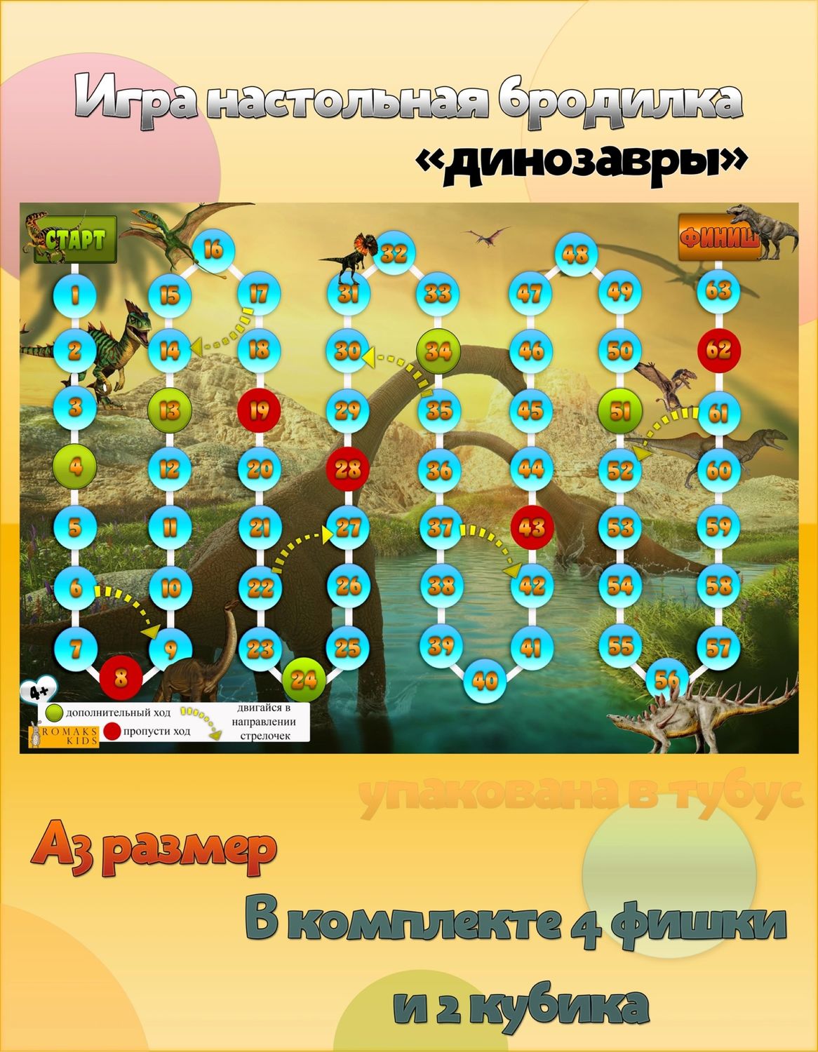 Игра - бродилка настольная. «Динозавры» в интернет-магазине на Ярмарке  Мастеров | Настольные игры, Кострома - доставка по России. Товар продан.