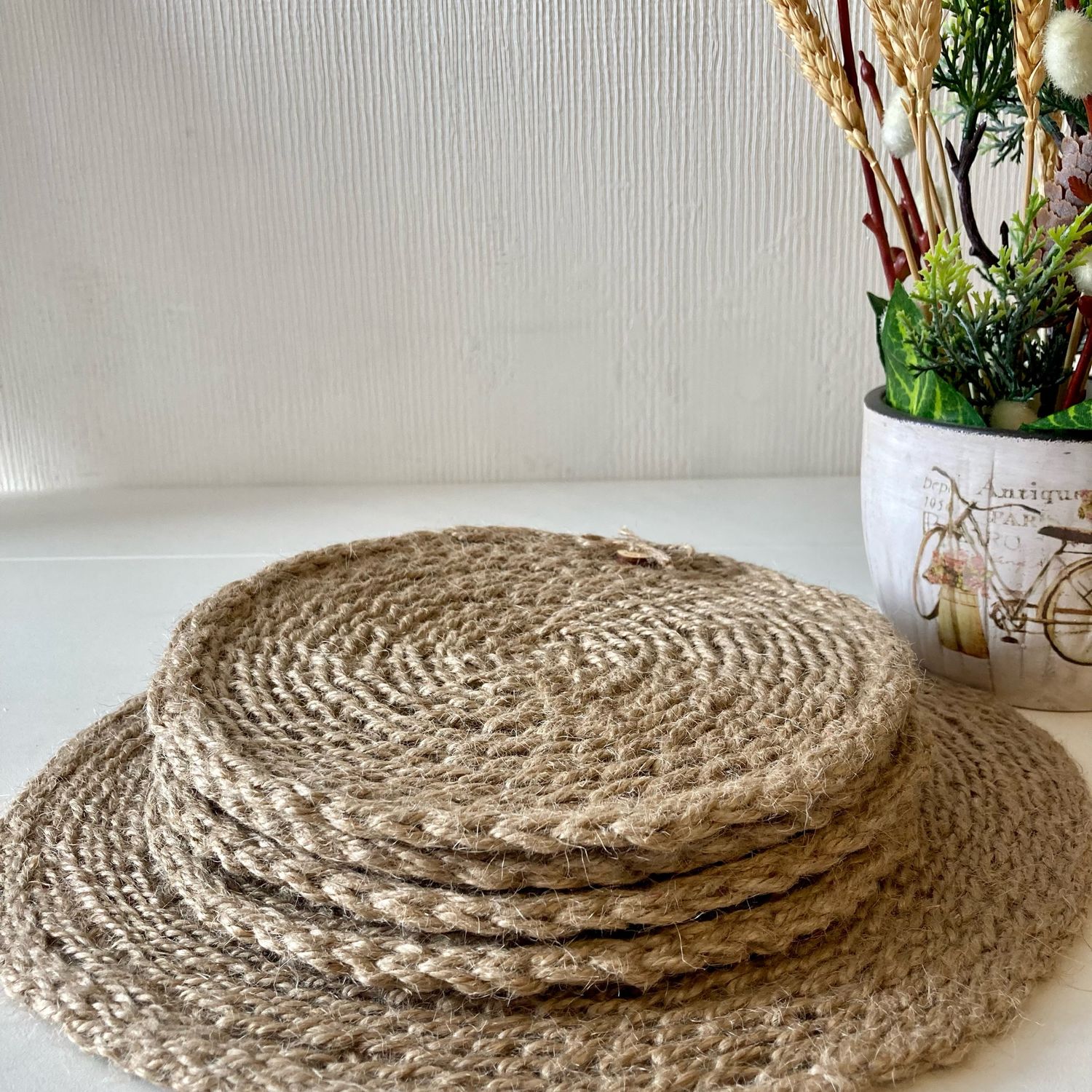 Сервировочные салфетки из Джута. Набор сервировочных салфеток из 5 ед ...