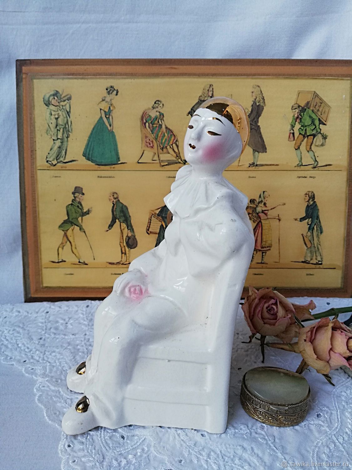 Винтаж: *Статуэтка "Золотой Пьеро",винтажная, фарфор, Австрия в ...
