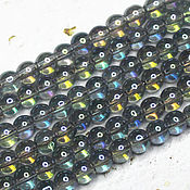 Материалы для творчества handmade. Livemaster - original item Beads 50 pcs round 4 mm Gray with rainbow coating. Handmade.