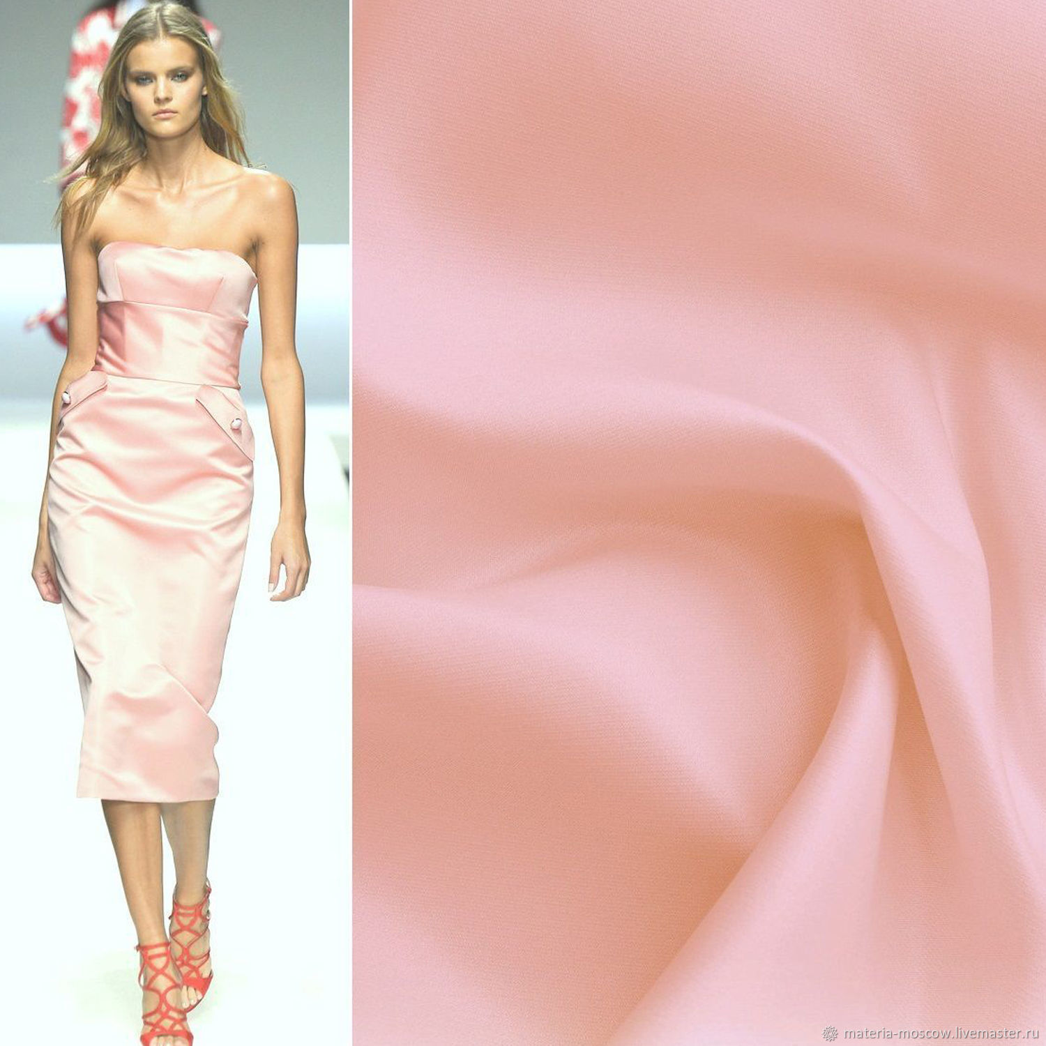 Розовое шелковое платье