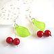 Cherry earrings Winter cherry Red cherry Green Leaf. Earrings. WonderLand. My Livemaster. Фото №4