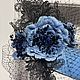 Вечерняя голубая шляпка таблетка из бархата с цветами и Вуалью. Шляпы. Анна Андриенко (Головные уборы). Интернет-магазин Ярмарка Мастеров.  Фото №2