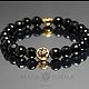 Order Set of men's bracelets made of black Onyx and coral. malajemma. Livemaster. . Bead bracelet Фото №3