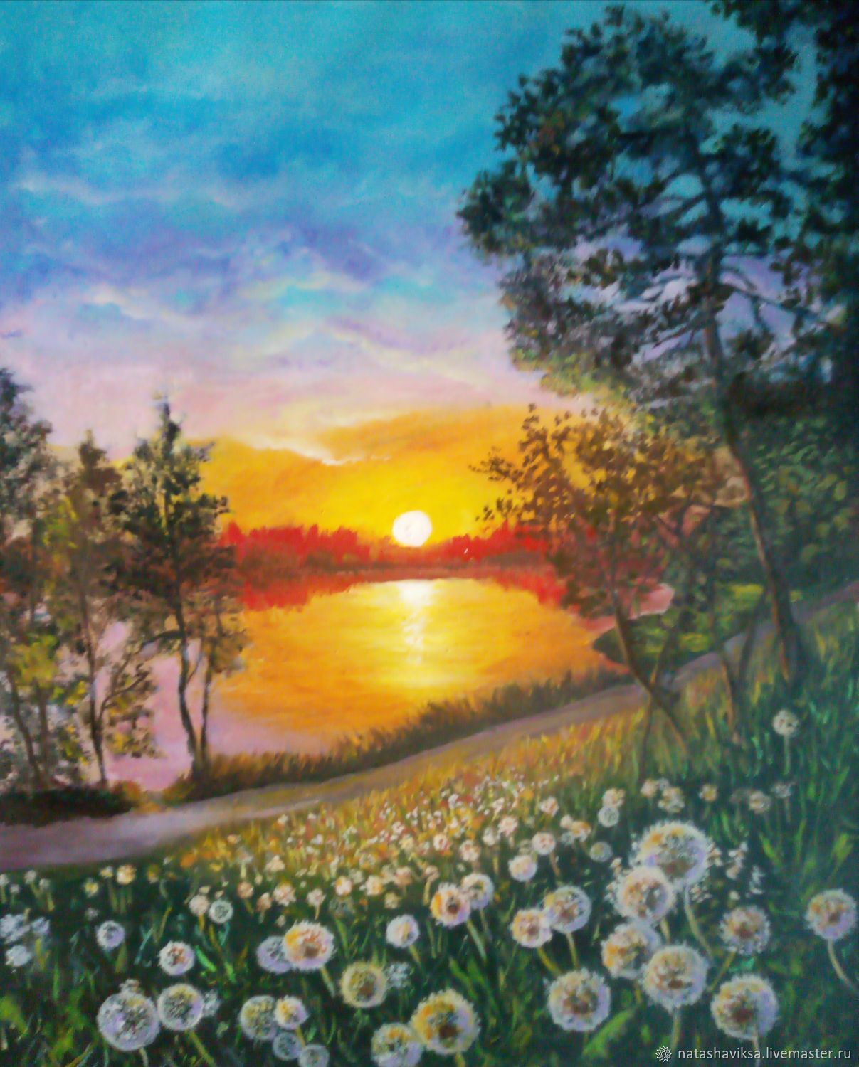 Одуванчики на закате в интернет-магазине на Ярмарке Мастеров | Картины ...