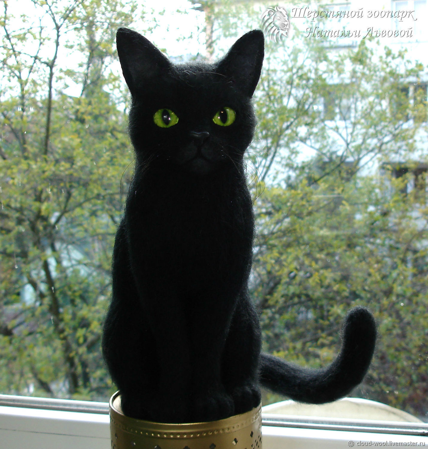 Кот Тайсон, портретная копия, чёрный котик валяный из шерсти / Cat, Войлочная игрушка, Сочи,  Фото №1
