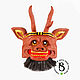 Carved wooden mask 'God of Thunder Raijin', Interior masks, Velikiy Novgorod,  Фото №1