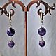 Order Silver earrings with charms from charoite. kvk1. Livemaster. . Earrings Фото №3