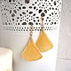 Earrings with Real Ginkgo Biloba Leaves Yellow Leaf Autumn Gold. Earrings. WonderLand. Online shopping on My Livemaster.  Фото №2