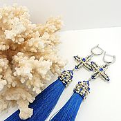 Украшения handmade. Livemaster - original item Earrings tassels long Spell of the blue stones. Handmade.