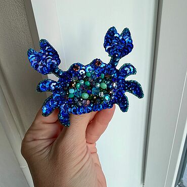 Украшения ручной работы. Ярмарка Мастеров - ручная работа Брошь синий краб. Handmade.