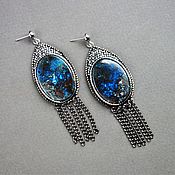 Украшения handmade. Livemaster - original item GALAXY Lapis Lazuli Clip Earrings, Beads, Leather. Handmade.