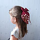 Bow Hairpin Linen Bordeaux - Rose Embroidery. Hairpins. annetka-ann (annetka-ann). My Livemaster. Фото №4