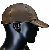 Аксессуары handmade. Livemaster - original item Brown leather baseball cap. Handmade.