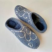 Обувь ручной работы handmade. Livemaster - original item Blue felted slippers frosty patterns. Handmade.
