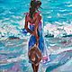 Painting Girl by the sea impressionism oil on canvas. Pictures. Yulia Berseneva ColoredCatsArt. Online shopping on My Livemaster.  Фото №2