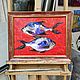 Fish painting on red oil painting on canvas 30 cm in the nursery, Pictures, St. Petersburg,  Фото №1