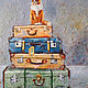 Painting on canvas ' 4 suitcases and a cat', Pictures, Rubtsovsk,  Фото №1