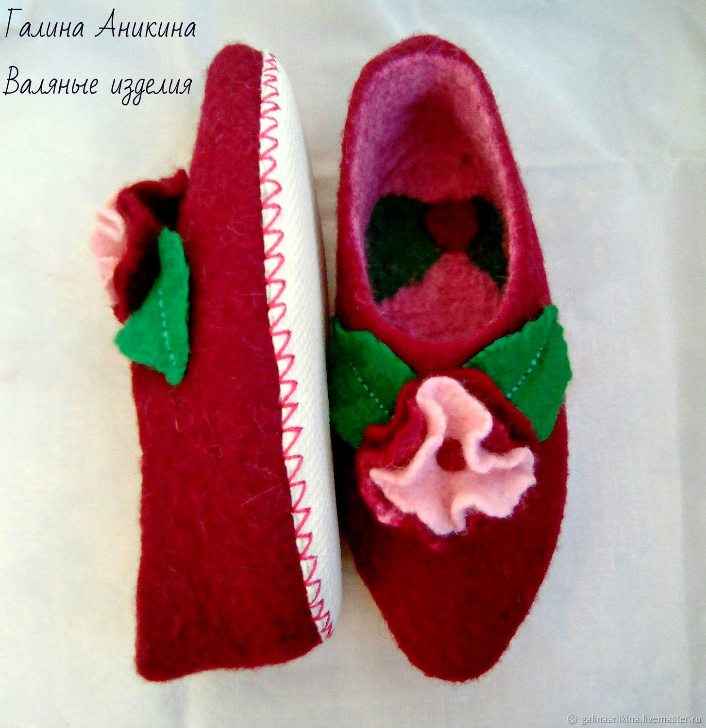 Тапочки валяные женские "Спелая вишня" – заказать на Ярмарке Мастеров ...