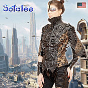 Exclusive leather women's jacket with flowers, perforation