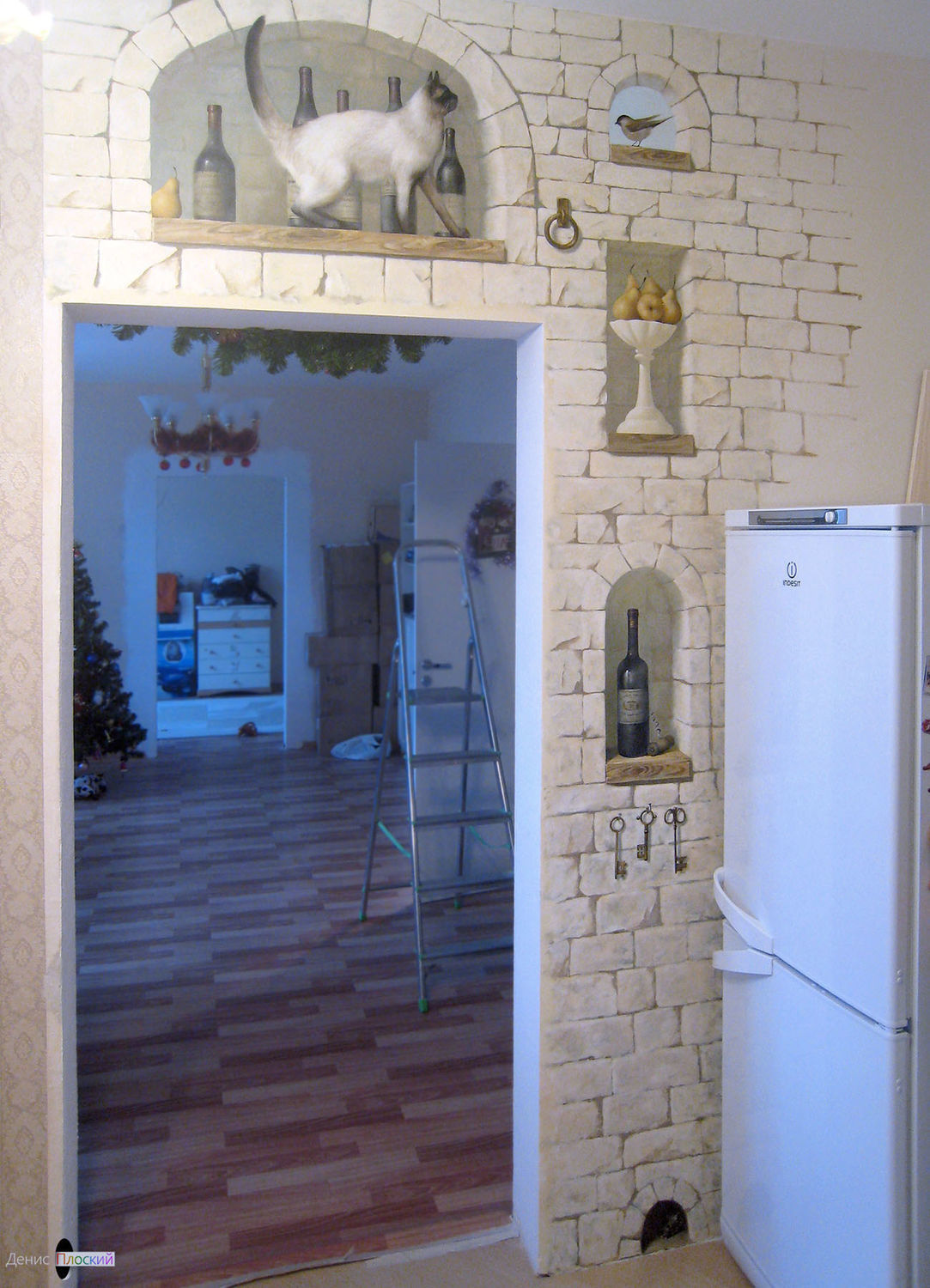 Роспись стен на кухне в стиле прованс
