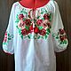 Women's embroidered blouse 'Pansies' ZHR2-213, Blouses, Temryuk,  Фото №1