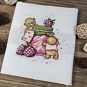 Картины и панно handmade. Livemaster - original item Picture embroidered with a cross Crimson bears. Handmade.