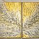 Painting diptych silver wings on gold, 