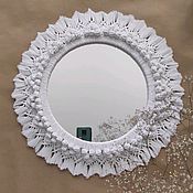 Большое круглое настенное зеркало макраме