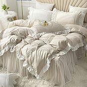 Для дома и интерьера handmade. Livemaster - original item Bed linen in vanilla shade 