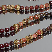 Работы для детей, handmade. Livemaster - original item beads: Gorgeous Garnet Beads with a brush. Handmade.