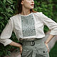 Блуза с вышивкой "Кремово оливковая". Народные рубахи. Дарья Белогорова. Ярмарка Мастеров.  Фото №6